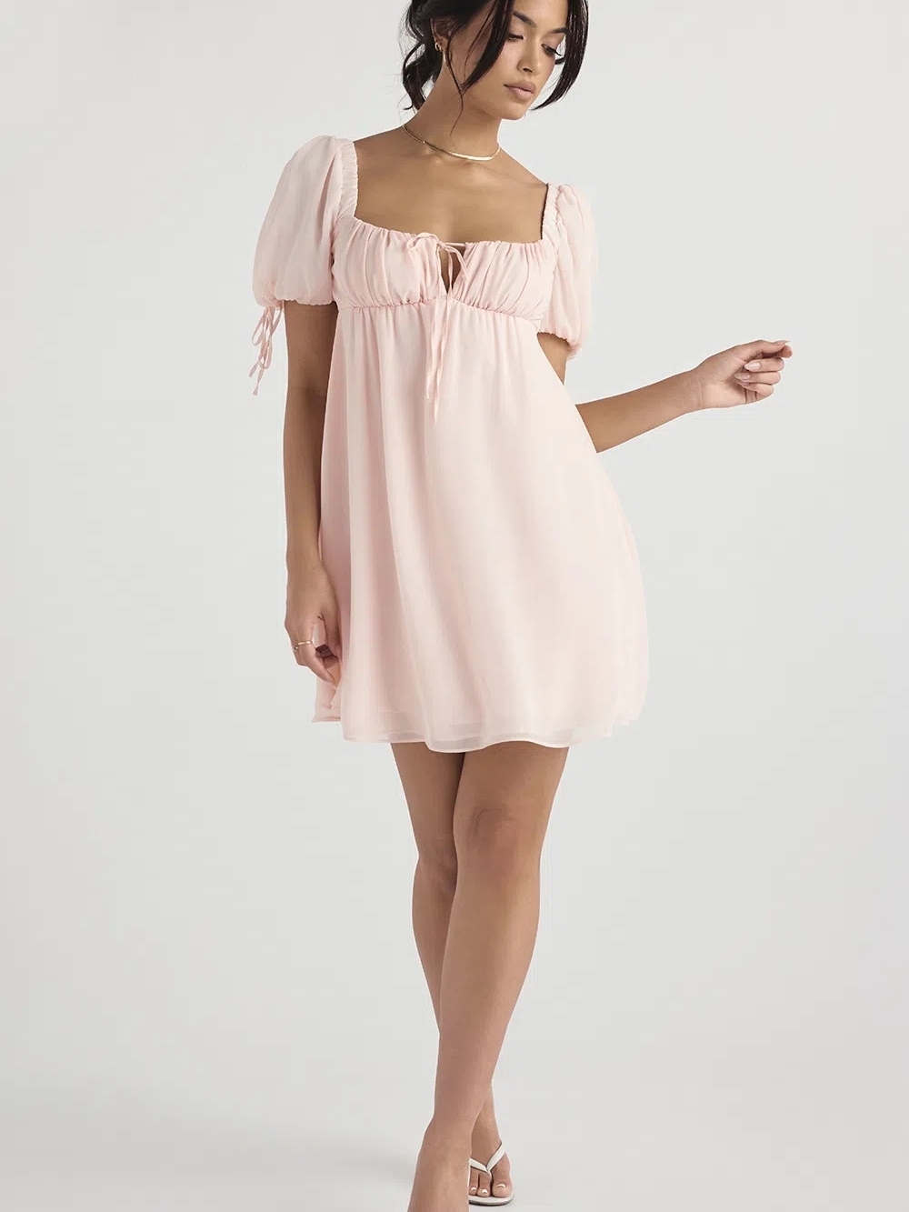 House of CB Pink Puff Sleeve Mini Dress